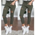 Miniatyrbild 2 av 2: Kvinnors smala stretch dragsko rippade leggings grå Grey xxxxl