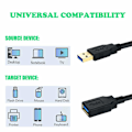 Miniatyrbild 3 av 5: USB 3.0 Förlängningskabel 5m Hög Hastighet 3.0 USB Extender Sladd Typ A Hane till Hona Dataöverföring 5Gbps (5m Svart)