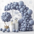 Miniatyrbillede 1 af 5: 129 stk. Retro blå balloner i forskellige størrelser 18 12 10 5 tommer Latex Dusty Blue Balloon Garland Arch
