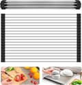 Foldable Dish Drying Rack, Over-the-Sink Kitchen Rack, Foldable Multifunctional Dish Rack, Non-Slip Silicone and 304 Stainless Steel Tube Black