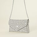 Miniatyrbilde 3 av 5: Glitter Aften Clutch Veske for Kvinner Kjede Skulderveske Bryllupsfest Håndveske Silver