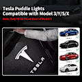 Miniatyrbillede 2 af 5: 4 stk. Tesla Puddle Lights Billedørlys Logo Projektor, Ultra-Light LED 3D Laser Ghost Shadow Light, Invitation Lights til Model 3 YSX Tilbehør