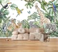 1 st 200x150cm Non-Woven Tapet Djungeldjur Giraff Elefant