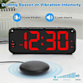 Miniatyrbild 4 av 5: Högljudd väckarklocka för vuxna som sover tungt, dubbel väckarklocka med sängvibrator, för sovrum, 6,5 tum stor display med dimmer_xx