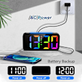 Miniatyrbild 10 av 10: Superhög väckarklocka för tunga sovare, digital klocka med 7-färgs nattlampa, justerbar volym, dimmer, USB-laddare, små klockor för sovrum