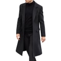 Miniatyrbild 1 av 5: Herrjacka lång trenchcoat herr Trenchcoat enkelknäppt Svart Black 2XL