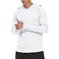 Miniatyrbillede 2 af 5: Hættetrøjer til mænd UV Solbeskyttelse Langærmede T-shirts Letvægts Rash Guard med Tommelfingerhuller Hvid White L