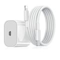 Miniatyrbild 1 av 4: iPhone snabbladdare USB-C strömadapter 20W + 2m kabel Vit