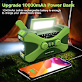 Miniatyrbillede 3 af 5: 10000mAh Nödradio Solar Handvev Radio Bärbar AM/FM/NOAA Väderradio med Telefonladdare Ficklampa - Perfekt Green