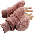 Miniatyrbilde 3 av 7: Vinterhansker for kvinner, myke og fluffy, vindtette fleece-hansker med varm vott-deksel for jenter pink