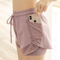 Miniatyrbild 3 av 5: Snabbtorkande 2-i-1 yogashorts för kvinnor med meshfickor för avslappnad träning