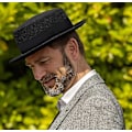 Miniatyrbild 5 av 5: Herrhatt Platt Topp Porkpie Hatt Blower Hattar, Svart Ullhatt Med Band