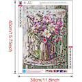 Miniatyrbillede 2 af 5: (30 × 40 cm, Blomst I) DIY Diamantmaleri, Blomster 5d Diamant P