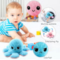 Miniatyrbilde 3 av 8: 40cm gigantisk reversibel blekksprut kosedyr reversibel glad trist blekksprut plysjleke Vis humøret ditt uten å si et ord! Light blue to dark blue