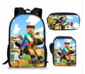 MINECRAFT Tryckt Ryggsäck 3-delat Set för Högstadieelever 7