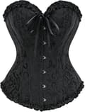 Korsetttoppar för Kvinnor, Bustier Shapewear Underkläder, Spets Midja Push Up Bodysuit svart black S