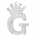 Miniatyrbillede 1 af 8: Modekrone 26 Initialer A til Z Krystal Rhinestone Broche Silver-G