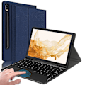 Pikkukuva 1 / 5: Langaton Bluetooth-näppäimistökotelo Samsung Galaxy Tab S7 Fe / S7 Plus / S8+ -malleille, pudotussuoja ja kosketuslevy Blue