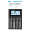 Miniatyrbilde 5 av 5: Liitokala Lii-m4 4-spors batterilader med LCD-skjerm for 18650 26650 14500 Aa Aaa litium Nimh batteri smart oppladbar batterilader--