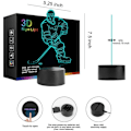 Miniatyrbilde 6 av 6: Hockey-spiller 3D nattlampe lamper for barn 7 LED fargeendrende touch bordlamper belysning kule leker gaver bursdag dekorasjon