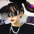 Miniatyrbillede 4 af 5: 80'er Futuristiske Cyclops Cyberpunk Visir Solbriller med Semi Trans