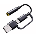 Miniatyrbillede 1 af 6: USB Type C til 3,5 mm Jack og Oplader Adapter, 2 i 1 USB C til Aux Musik Jack Hurtig Oplading Hovedtelefon Adapter