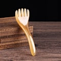 Miniatyrbilde 1 av 5: Harpiks Bivoks Hodemassasje Kam Massasj Gua Sha Stick Brown