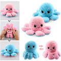 Miniatyrbilde 5 av 8: 40cm gigantisk reversibel blekksprut kosedyr reversibel glad trist blekksprut plysjleke Vis humøret ditt uten å si et ord! Pink to green