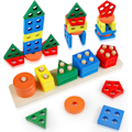 Miniatyrbild 1 av 7: Montessori leksak från 1 2 3 år, 20 st träsorter och staplingsleksaker, stickpussel, formklassificering, stickkuber, sortering och staplingsleksak,
