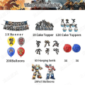 Miniatyrbillede 2 af 5: Transformers Tema Happy Birthday Ballonkits Latexballoner med flag og kagepynt til festdekoration