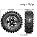 Miniatyrbillede 3 af 5: 4 stk. 51 mm 1,0 tommer Metal Beadlock Hjul Dæk Sæt til 1/18 1/24 RC Crawler Bil TRX4M SCX24 AX24 FCX24 Opgraderingsdele Sort