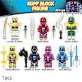 Miniatyrbillede 1 af 5: 7-pak Power Rangers Byggeklodser Figurer Samling Minifigurer Legetøj Gaver til Børn