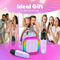 Miniatyrbild 6 av 7: Karaokemaskin med 2 mikrofoner, för flickor 3-15 år, leksaker, mikrofonleksaker för flickor, födelsedagspresenter Purple