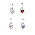 Miniatyrbillede 4 af 8: Mode Navle Ring Ornament Hjerteformet Zirkon Navle Ri 2