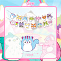 Miniatyrbild 4 av 7: Squishmallow Grattis på födelsedagen Ballonger Banner Set Partydekoration