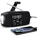 Miniatyrbillede 1 af 8: Vevradio med solceller, lommelygte og 2000mAh Powerbank rød SOS black