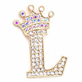Miniatyrbillede 1 af 8: Modekrone 26 Initialer A til Z Krystal Rhinestone Broche Gold-L