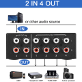 Miniatyrbillede 4 af 5: 4-vejs Bi-direktionel RCA Stereo Audio Switch 2 ind 4 ud eller 4 ind 2 ud L/R Jack Audio Kanal RCA Audio Switcher Selector