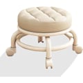 Pikkukuva 1 / 7: Matala pyörällinen jakkara 360° yleispyörillä Beige