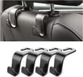 4-pack bilnackstödskrokar svart platsbesparande organizer för handväskor, plånböcker, matkassar, vattenflaskor