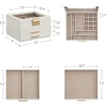 Miniatyrbillede 2 af 3: SONGMICS Smykkeskrin med låg, 3-lags smykkeopbevaring, med 2 skuffer, moderne stil, 20,3 x 23,1 x 13,5 cm, skyhvid og guldfarve UJBC239WT white