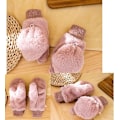 Miniatyrbilde 4 av 7: Vinterhansker for kvinner, myke og fluffy, vindtette fleece-hansker med varm vott-deksel for jenter pink