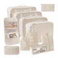 Miniatyrbillede 1 af 10: 9 stk/11 stk Rejsetaske Opbevaringspose Sæt Solid Farve Bærbar Kufferttøj Pakning Pose til Rejse Beige 11 pcs