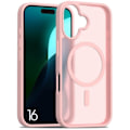 Pikkukuva 1 / 4: iPhone 16 -kotelo magneettisella renkaalla, sormenjälkiä hylkivällä silikonilla ja PC-hybridikuorella, läpinäkyvä vaaleanpunainen Pink