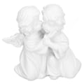 Miniatyrbillede 8 af 8: Engel Statue Syntetisk Harpiks Omfavnende Form Hvid Engel Ornament til Skrivebordsdekoration Engel Højre 0.2