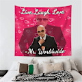 Miniatyrbild 2 av 5: Mr. Worldwide säger att leva skratta älska gobeläng väggbonad för vardagsrum sovrum sovsal inredning 40ʺ x 60ʺ