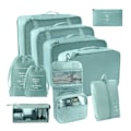 Miniatyrbilde 1 av 10: 9 stk/11 stk Reiseoppbevaringssett i ensfarget stoff Bærbar koffert Klærpakkepose for reise Blue 10 pcs