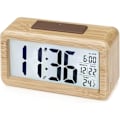 Miniatyrbild 1 av 5: Digital väckarklocka, trä digital väckarklocka med stor temperaturdisplay, bordsklocka med snooze-funktion, datum
