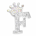 Miniatyrbillede 1 af 8: Modekrone 26 Initialer A til Z Krystal Rhinestone Broche Silver-F