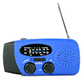 Miniatyrbilde 1 av 5: Vevradio med solcelle, lommelykt og 2000mAh Powerbank rød SOS (blå)